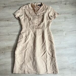 Alex Marie Petite Justine Dress Linen Blend in Walnut Tan SZ 10P